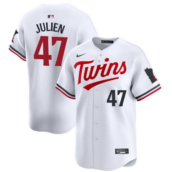 Men Minnesota Twins 47 Edouard Julien White 2024 Home Limited Stitched Baseball Jersey Men Minnesota Twins 47 Edouard Julien White 2024 Home Limited Stitched Baseball Jersey