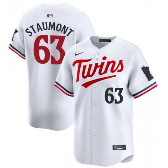 Men Minnesota Twins 63 Josh Staumont White 2024 Home Limited Cool Base Stitched Baseball Jersey Men Minnesota Twins 63 Josh Staumont White 2024 Home Limited Cool Base Stitched Baseball Jersey