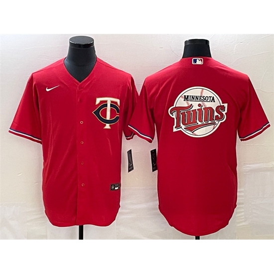 Men Minnesota Twins Red Team Big Logo Cool Base Stitched Jersey Men Minnesota Twins Red Team Big Logo Cool Base Stitched Jersey
