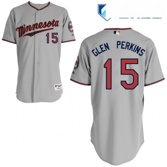 Mens Majestic Minnesota Twins 15 Glen Perkins Replica Grey Road Cool Base MLB Jersey Mens Majestic Minnesota Twins 15 Glen Perkins Replica Grey Road Cool Base MLB Jersey