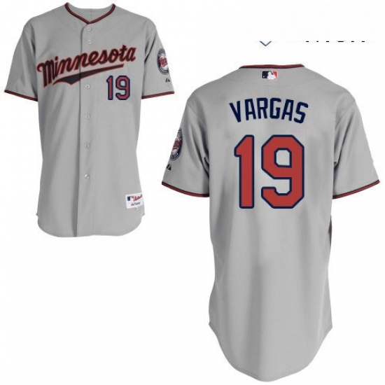 Mens Majestic Minnesota Twins 19 Kennys Vargas Authentic Grey Road Cool Base MLB Jersey Mens Majestic Minnesota Twins 19 Kennys Vargas Authentic Grey Road Cool Base MLB Jersey