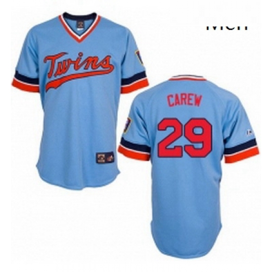 Mens Majestic Minnesota Twins 29 Rod Carew Replica Light Blue Cooperstown Throwback MLB Jersey Mens Majestic Minnesota Twins 29 Rod Carew Replica Light Blue Cooperstown Throwback MLB Jersey