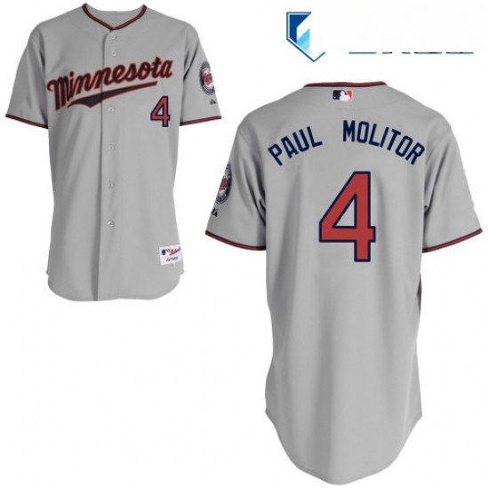 Mens Majestic Minnesota Twins 4 Paul Molitor Replica Grey Road Cool Base MLB Jersey Mens Majestic Minnesota Twins 4 Paul Molitor Replica Grey Road Cool Base MLB Jersey