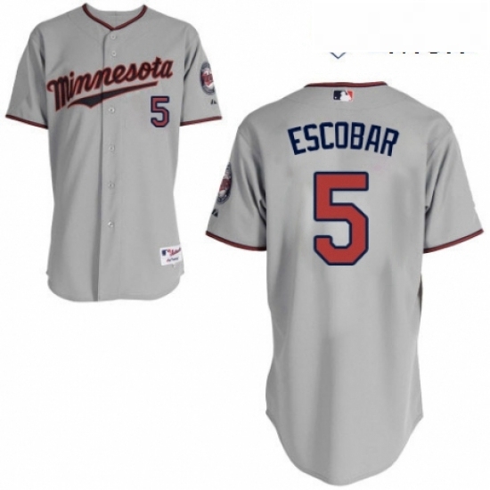 Mens Majestic Minnesota Twins 5 Eduardo Escobar Authentic Grey Road Cool Base MLB Jersey Mens Majestic Minnesota Twins 5 Eduardo Escobar Authentic Grey Road Cool Base MLB Jersey