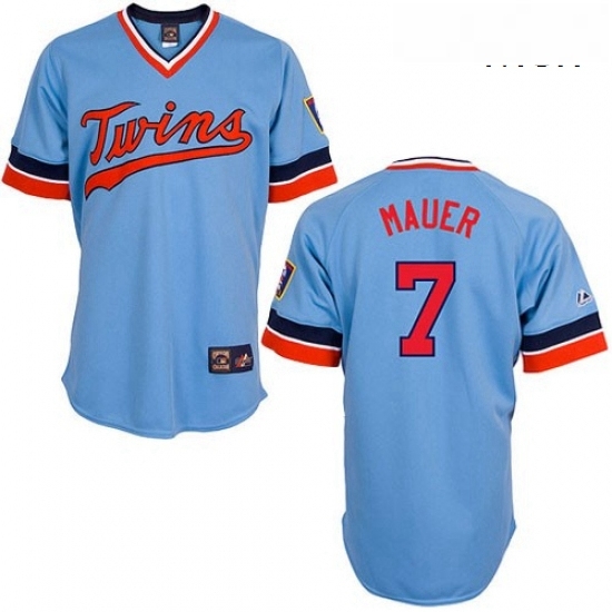 Mens Majestic Minnesota Twins 7 Joe Mauer Authentic Light Blue Cooperstown Throwback MLB Jersey Mens Majestic Minnesota Twins 7 Joe Mauer Authentic Light Blue Cooperstown Throwback MLB Jersey