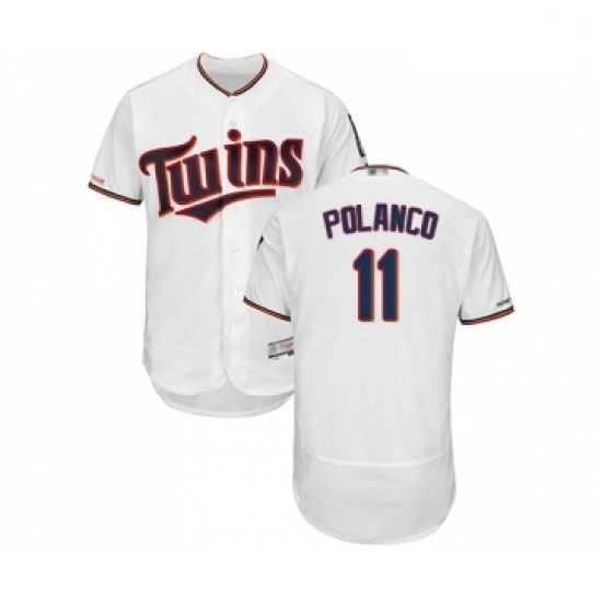 Mens Minnesota Twins 11 Jorge Polanco White Home Flex Base Authentic Collection Baseball Jersey Mens Minnesota Twins 11 Jorge Polanco White Home Flex Base Authentic Collection Baseball Jersey