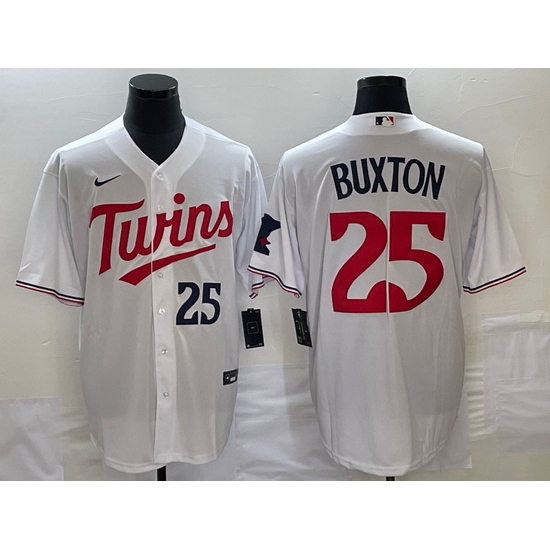 Men's Minnesota Twins #25 Byron Buxton Number White Red Stitched MLB Cool Base Nike Jersey Men's Minnesota Twins #25 Byron Buxton Number White Red Stitched MLB Cool Base Nike Jersey