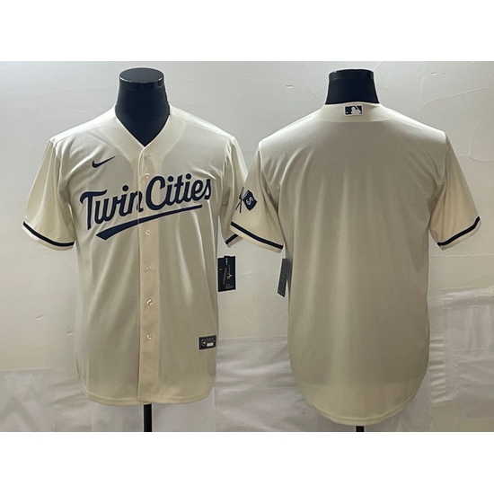 Men's Minnesota Twins Blank Cream Cool Base Stitched Baseball Jersey Men's Minnesota Twins Blank Cream Cool Base Stitched Baseball Jersey