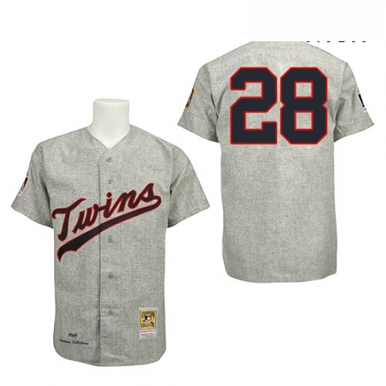 Mens Mitchell and Ness 1969 Minnesota Twins 28 Bert Blyleven Replica Grey Throwback MLB Jersey Mens Mitchell and Ness 1969 Minnesota Twins 28 Bert Blyleven Replica Grey Throwback MLB Jersey