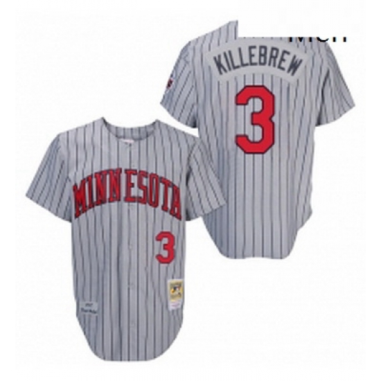Mens Mitchell and Ness 1987 Minnesota Twins 3 Harmon Killebrew Replica Grey Throwback MLB Jersey Mens Mitchell and Ness 1987 Minnesota Twins 3 Harmon Killebrew Replica Grey Throwback MLB Jersey