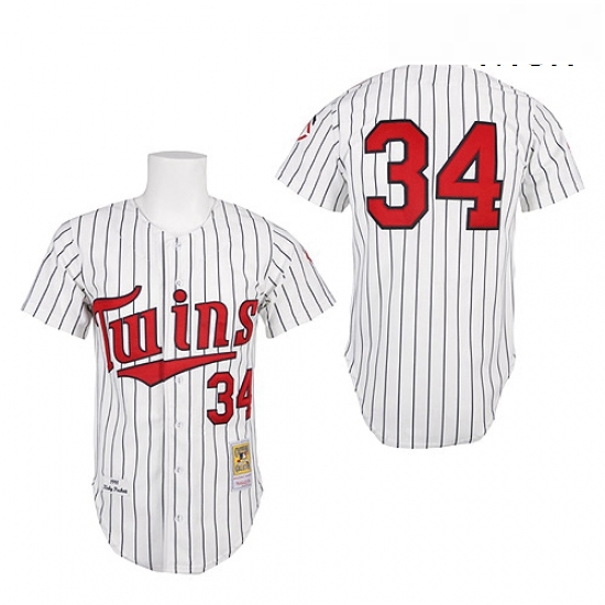 Mens Mitchell and Ness 1991 Minnesota Twins 34 Kirby Puckett Authentic White Throwback MLB Jersey Mens Mitchell and Ness 1991 Minnesota Twins 34 Kirby Puckett Authentic White Throwback MLB Jersey