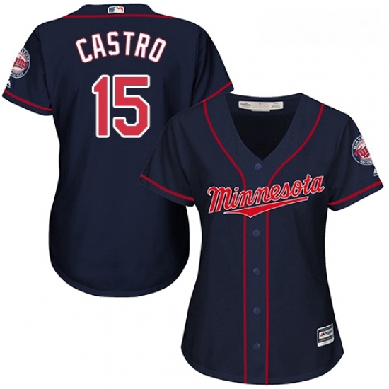 Womens Majestic Minnesota Twins 15 Jason Castro Replica Navy Blue Alternate Road Cool Base MLB Jersey Womens Majestic Minnesota Twins 15 Jason Castro Replica Navy Blue Alternate Road Cool Base MLB Jersey