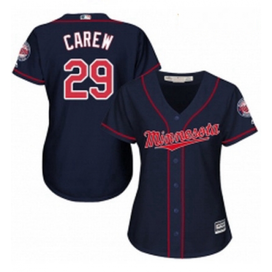 Womens Majestic Minnesota Twins 29 Rod Carew Replica Navy Blue Alternate Road Cool Base MLB Jersey Womens Majestic Minnesota Twins 29 Rod Carew Replica Navy Blue Alternate Road Cool Base MLB Jersey