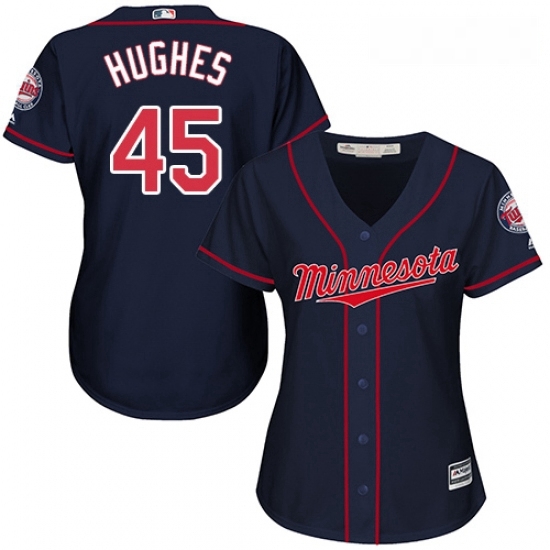 Womens Majestic Minnesota Twins 45 Phil Hughes Authentic Navy Blue Alternate Road Cool Base MLB Jersey Womens Majestic Minnesota Twins 45 Phil Hughes Authentic Navy Blue Alternate Road Cool Base MLB Jersey