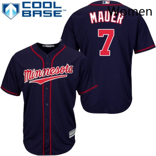 Womens Majestic Minnesota Twins 7 Joe Mauer Replica Navy Blue Alternate Road Cool Base MLB Jersey Womens Majestic Minnesota Twins 7 Joe Mauer Replica Navy Blue Alternate Road Cool Base MLB Jersey