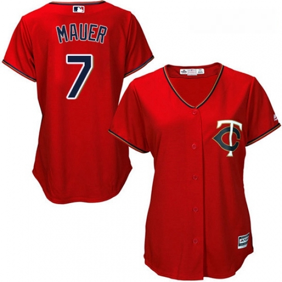Womens Majestic Minnesota Twins 7 Joe Mauer Replica Scarlet Alternate Cool Base MLB Jersey Womens Majestic Minnesota Twins 7 Joe Mauer Replica Scarlet Alternate Cool Base MLB Jersey