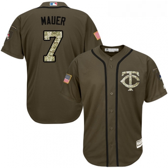 Youth Majestic Minnesota Twins 7 Joe Mauer Replica Green Salute to Service MLB Jersey Youth Majestic Minnesota Twins 7 Joe Mauer Replica Green Salute to Service MLB Jersey