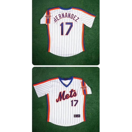 Men Mets #17 Hernandez White Stitched Baseball Jersey Men Mets #17 Hernandez White Stitched Baseball Jersey