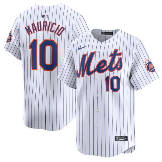Men New York Mets 10 Ronny Mauricio White 2024 Home Limited Stitched Baseball Jersey Men New York Mets 10 Ronny Mauricio White 2024 Home Limited Stitched Baseball Jersey