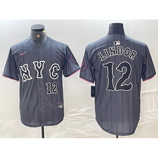 Men New York Mets 12 Francisco Lindor Graphite 2024 City Connect Limited Stitched Baseball Jersey 2 Men New York Mets 12 Francisco Lindor Graphite 2024 City Connect Limited Stitched Baseball Jersey 2