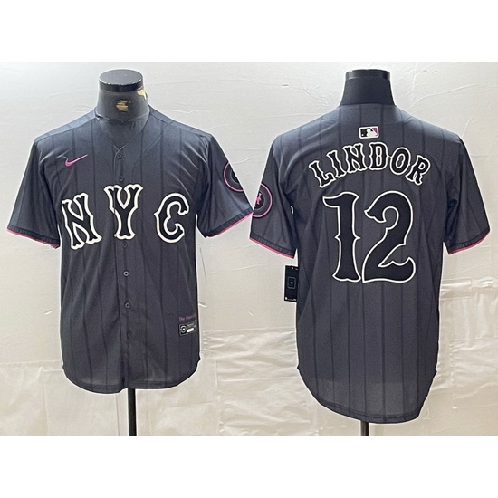 Men New York Mets 12 Francisco Lindor Graphite 2024 City Connect Limited Stitched Baseball Jersey Men New York Mets 12 Francisco Lindor Graphite 2024 City Connect Limited Stitched Baseball Jersey