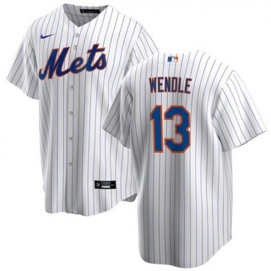 Men New York Mets 13 Joey Wendle White Cool Base Stitched Baseball Jersey Men New York Mets 13 Joey Wendle White Cool Base Stitched Baseball Jersey