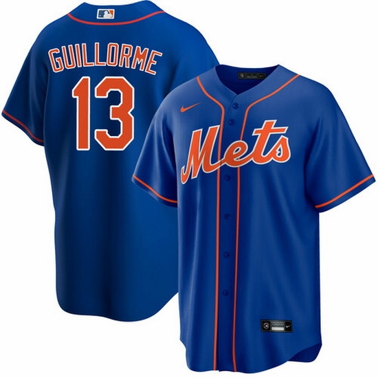 Men New York Mets 13 Luis Guillorme Royal Cool Base Stitched Baseball Jersey Men New York Mets 13 Luis Guillorme Royal Cool Base Stitched Baseball Jersey