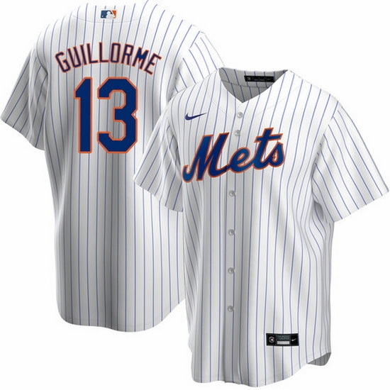 Men New York Mets 13 Luis Guillorme White Cool Base Stitched Baseball Jersey Men New York Mets 13 Luis Guillorme White Cool Base Stitched Baseball Jersey