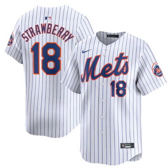 Men New York Mets 18 Darryl Strawberry White 2024 Home Limited Stitched Baseball Jersey Men New York Mets 18 Darryl Strawberry White 2024 Home Limited Stitched Baseball Jersey