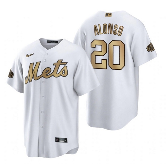 Men New York Mets 20 Pete Alonso 2022 All Star White Cool Base Stitched Baseball Jersey Men New York Mets 20 Pete Alonso 2022 All Star White Cool Base Stitched Baseball Jersey