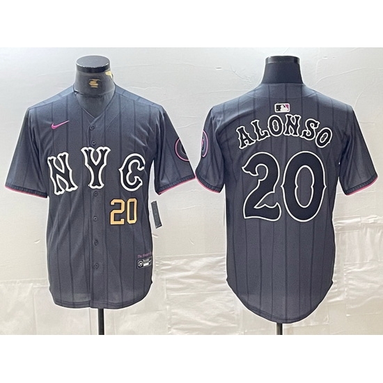 Men New York Mets 20 Pete Alonso Graphite 2024 City Connect Limited Stitched Baseball Jersey II Men New York Mets 20 Pete Alonso Graphite 2024 City Connect Limited Stitched Baseball Jersey II