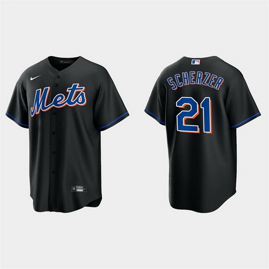Men New York Mets 21 Max Scherzer Black Cool Base Stitched Baseball jersey Men New York Mets 21 Max Scherzer Black Cool Base Stitched Baseball jersey