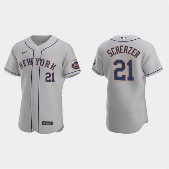 Men New York Mets 21 Max Scherzer Grey Flex Base Stitched jersey Men New York Mets 21 Max Scherzer Grey Flex Base Stitched jersey