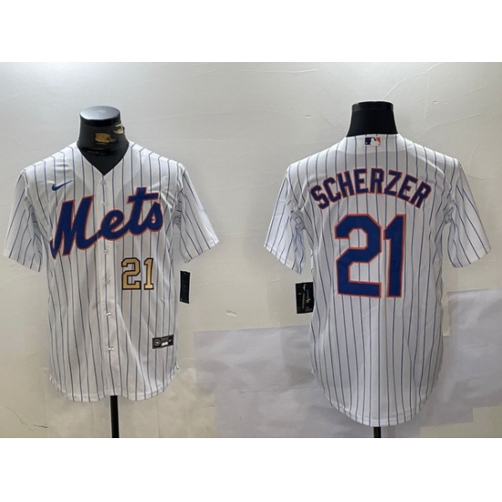 Men New York Mets 21 Max Scherzer White Cool Base Stitched Baseball Jersey 2 Men New York Mets 21 Max Scherzer White Cool Base Stitched Baseball Jersey 2