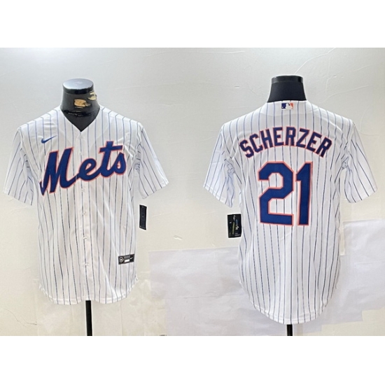 Men New York Mets 21 Max Scherzer White Cool Base Stitched Baseball Jersey 3 Men New York Mets 21 Max Scherzer White Cool Base Stitched Baseball Jersey 3