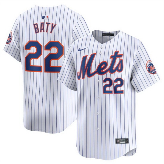 Men New York Mets 22 Brett Baty White Home Limited Stitched Baseball Jersey Men New York Mets 22 Brett Baty White Home Limited Stitched Baseball Jersey
