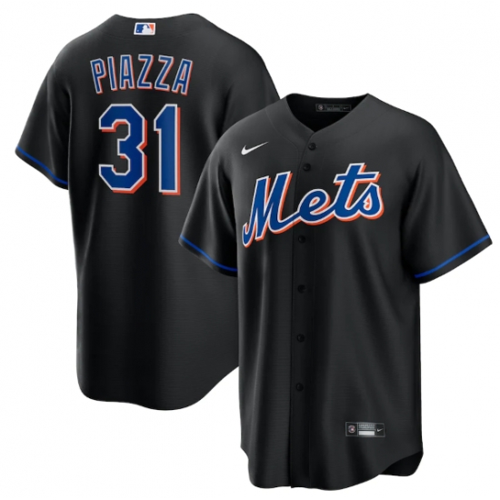 Men New York Mets 31 Mike Piazza 2022 Black Cool Base Stitched Baseball Jersey