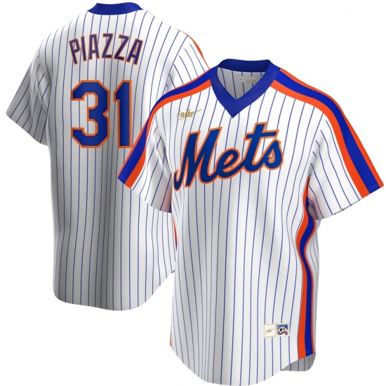 Men New York Mets 31 Mike Piazza Nike Home Cooperstown Collection Player MLB Jersey White Men New York Mets 31 Mike Piazza Nike Home Cooperstown Collection Player MLB Jersey White