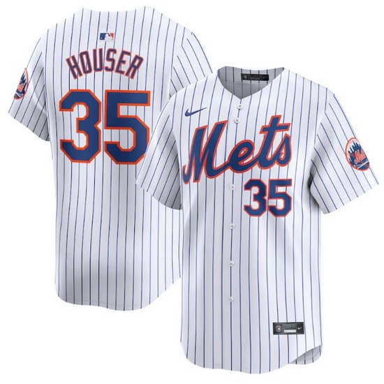 Men New York Mets 35 Adrian Houser White 2024 Home Limited Stitched Baseball Jersey