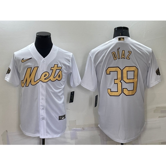 Men New York Mets 39 Edwin D EDaz 2022 All Star White Cool Base Stitched Baseball Jersey Men New York Mets 39 Edwin D EDaz 2022 All Star White Cool Base Stitched Baseball Jersey