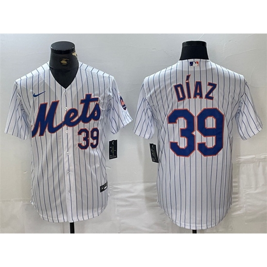 Men New York Mets 39 Edwin Diaz White Cool Base Stitched Baseball Jersey Men New York Mets 39 Edwin Diaz White Cool Base Stitched Baseball Jersey