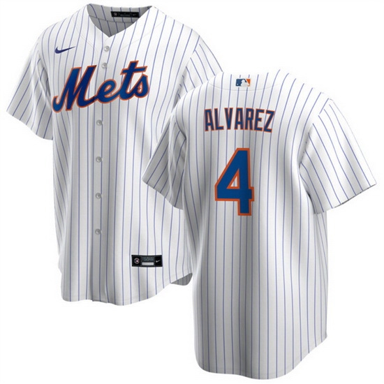 Men New York Mets 4 Francisco A1lvarez White Cool Base Stitched Baseball Jersey Men New York Mets 4 Francisco A1lvarez White Cool Base Stitched Baseball Jersey
