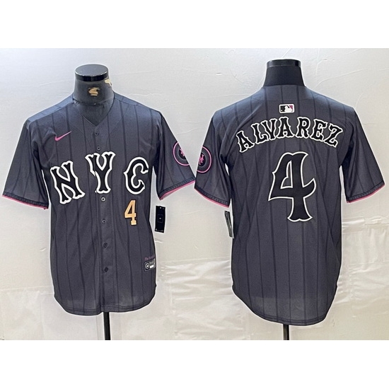 Men New York Mets 4 Francisco Alvarez Graphite 2024 City Connect Limited Stitched Baseball Jersey 5 Men New York Mets 4 Francisco Alvarez Graphite 2024 City Connect Limited Stitched Baseball Jersey 5