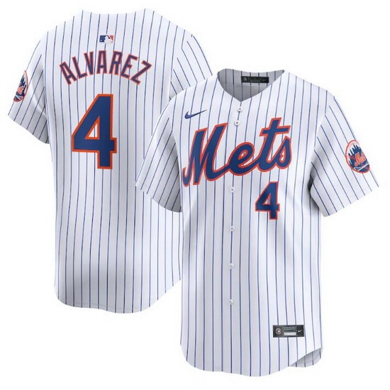 Men New York Mets 4 Francisco Alvarez White 2024 Home Limited Stitched Baseball Jersey Men New York Mets 4 Francisco Alvarez White 2024 Home Limited Stitched Baseball Jersey