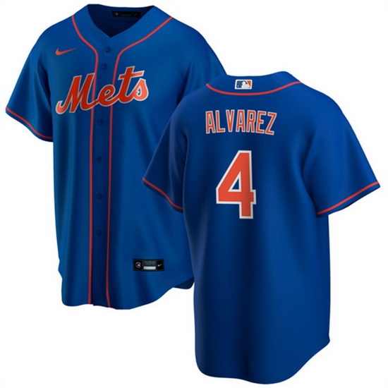 Men New York Mets 4 Francisco C1lvarez Royal Cool Base Stitched Baseball Jersey Men New York Mets 4 Francisco C1lvarez Royal Cool Base Stitched Baseball Jersey