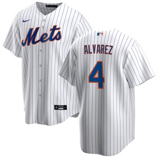 Men New York Mets 4 Francisco C1lvarez White Cool Base Stitched Baseball Jersey Men New York Mets 4 Francisco C1lvarez White Cool Base Stitched Baseball Jersey