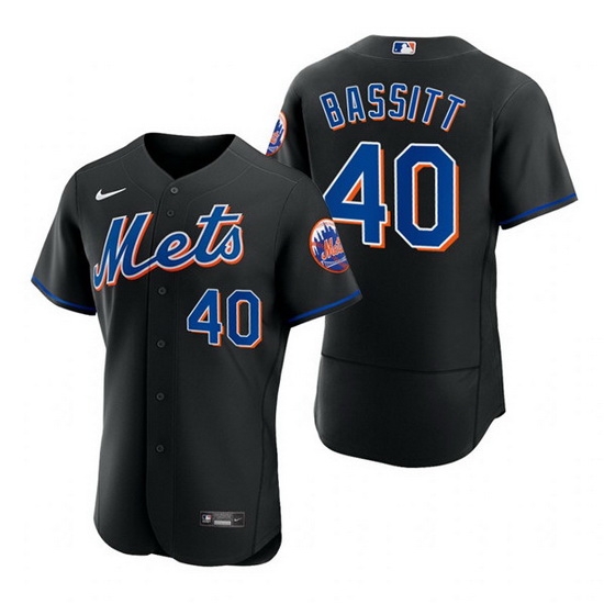 Men New York Mets 40 Chris Bassitt Black Flex Base Stitched jersey Men New York Mets 40 Chris Bassitt Black Flex Base Stitched jersey