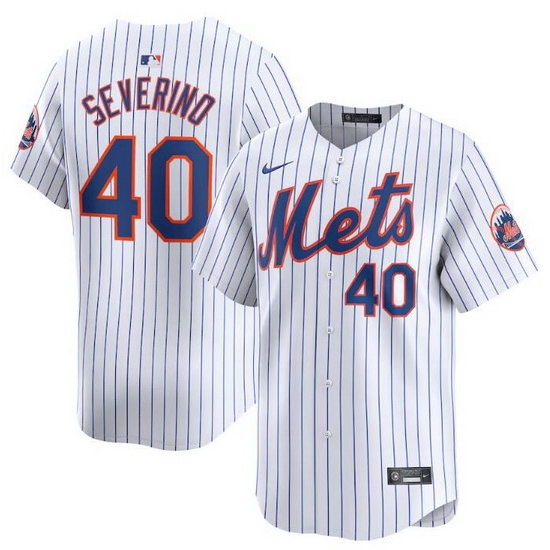 Men New York Mets 40 Luis Severino White 2024 Home Limited Stitched Baseball Jersey Men New York Mets 40 Luis Severino White 2024 Home Limited Stitched Baseball Jersey