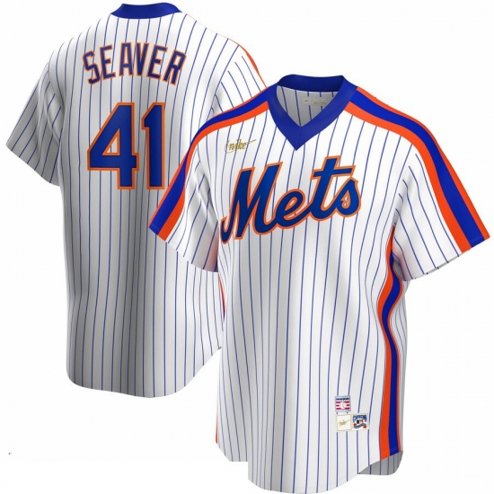 Men New York Mets 41 Tom Seaver Nike Home Cooperstown Collection Player MLB Jersey White Men New York Mets 41 Tom Seaver Nike Home Cooperstown Collection Player MLB Jersey White