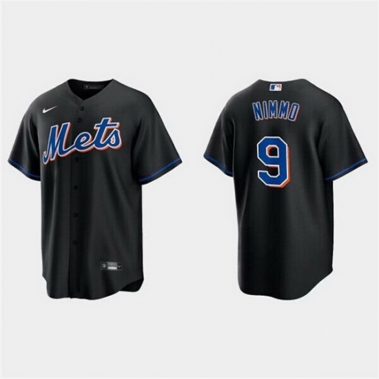 Men New York Mets 9 Brandon Nimmo Black Cool Base Stitched Baseball Jersey Men New York Mets 9 Brandon Nimmo Black Cool Base Stitched Baseball Jersey